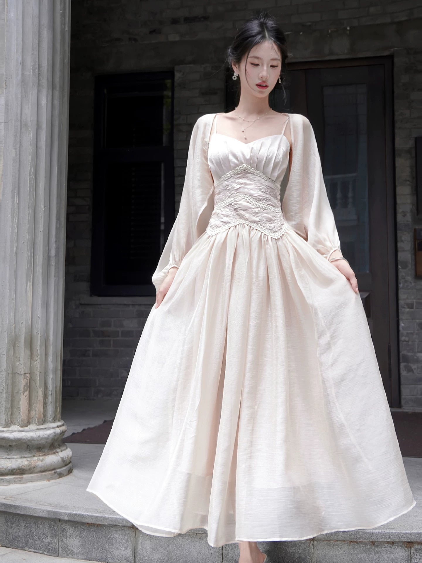 Simple A line French Style Spaghetti Strap Ivory Ideas For Women 18th Impress Birthday Dress Evening Night Outfit MP145