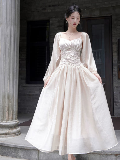Simple A line French Style Spaghetti Strap Ivory Ideas For Women 18th Impress Birthday Dress Evening Night Outfit MP145