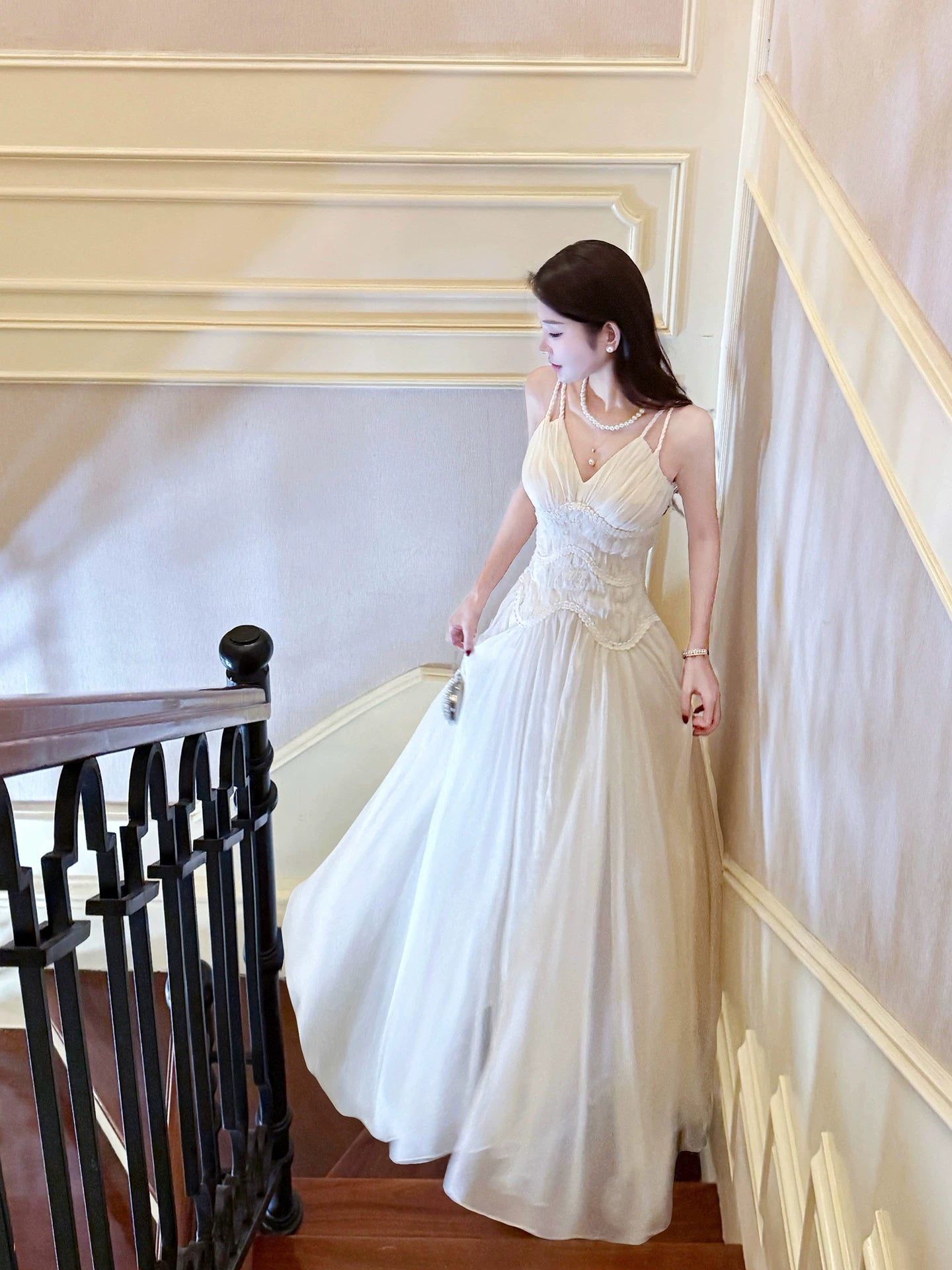 Modest A line French Style Spaghetti Strap Ivory With Lace Ideas For Women 18th Impress Birthday Dress Evening Night Outfit MP140