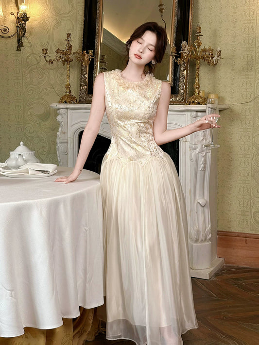 Simple A Line Scoop Champagne Satin Ideas For Women 21st Impress Birthday Dress Evening Night Outfit MP120