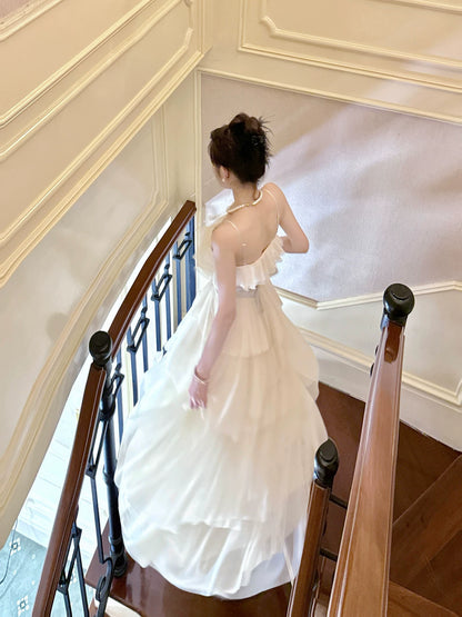 Modest A line French Style Spaghetti Strap Champagne Chiffon Ideas For Women 18th Impress Birthday Dress Evening Night Outfit MP142