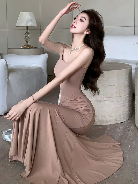 Simple Mermaid Spaghetti Strap Black Wedding Guest Dresses For Women Party Dresses Night Evening Outfits MP185