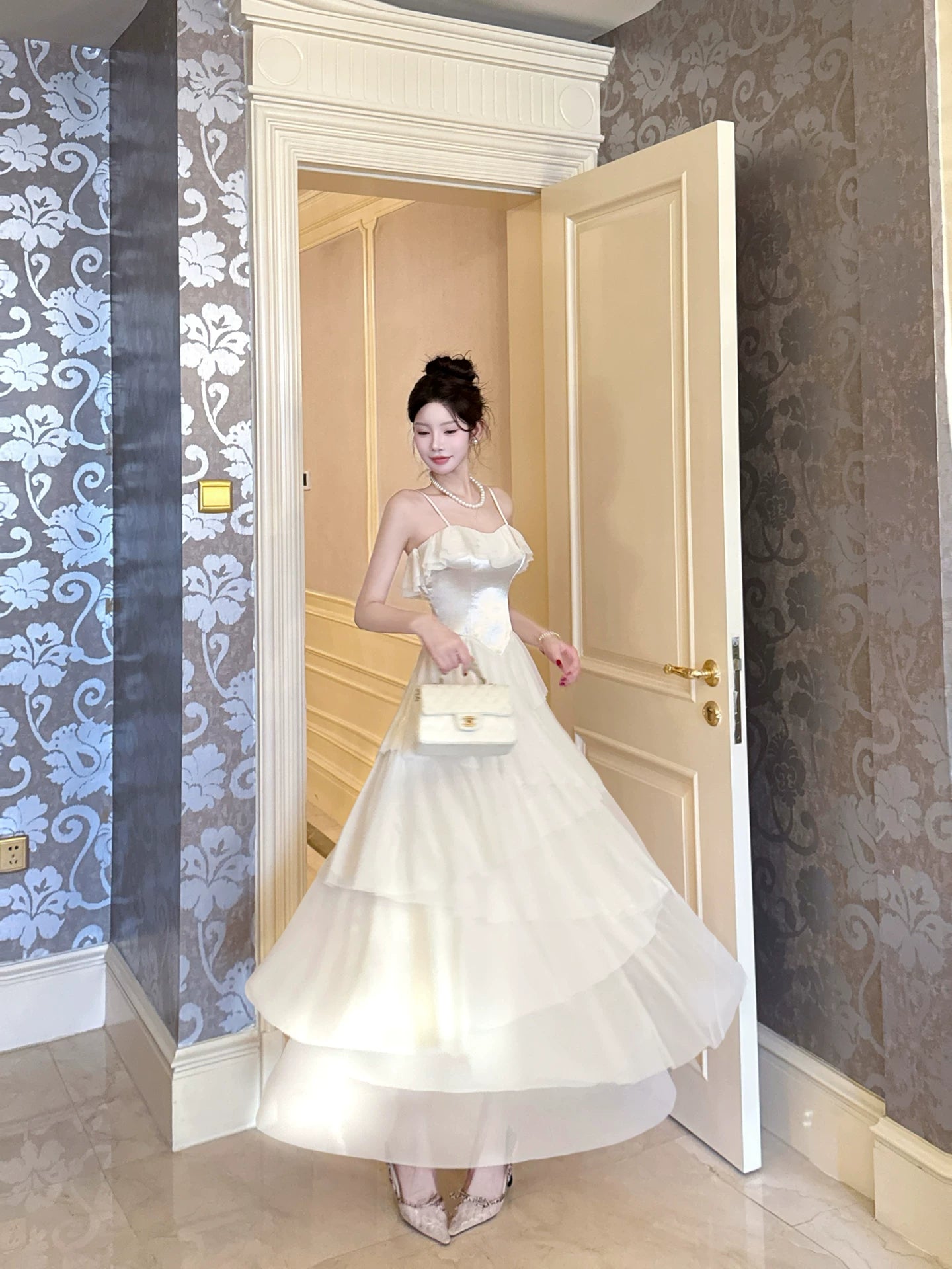 Modest A line French Style Spaghetti Strap Champagne Chiffon Ideas For Women 18th Impress Birthday Dress Evening Night Outfit MP142