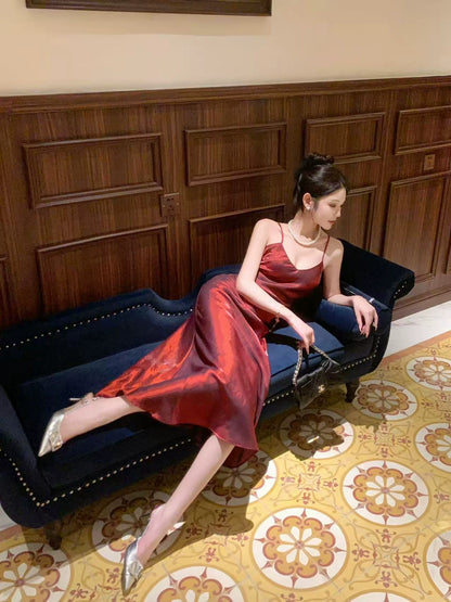 Chic Mermaid Spaghetti Strap Burgundy 18th Birthday Gown For Women Party Dresses Holiday Beach Outfits MP204