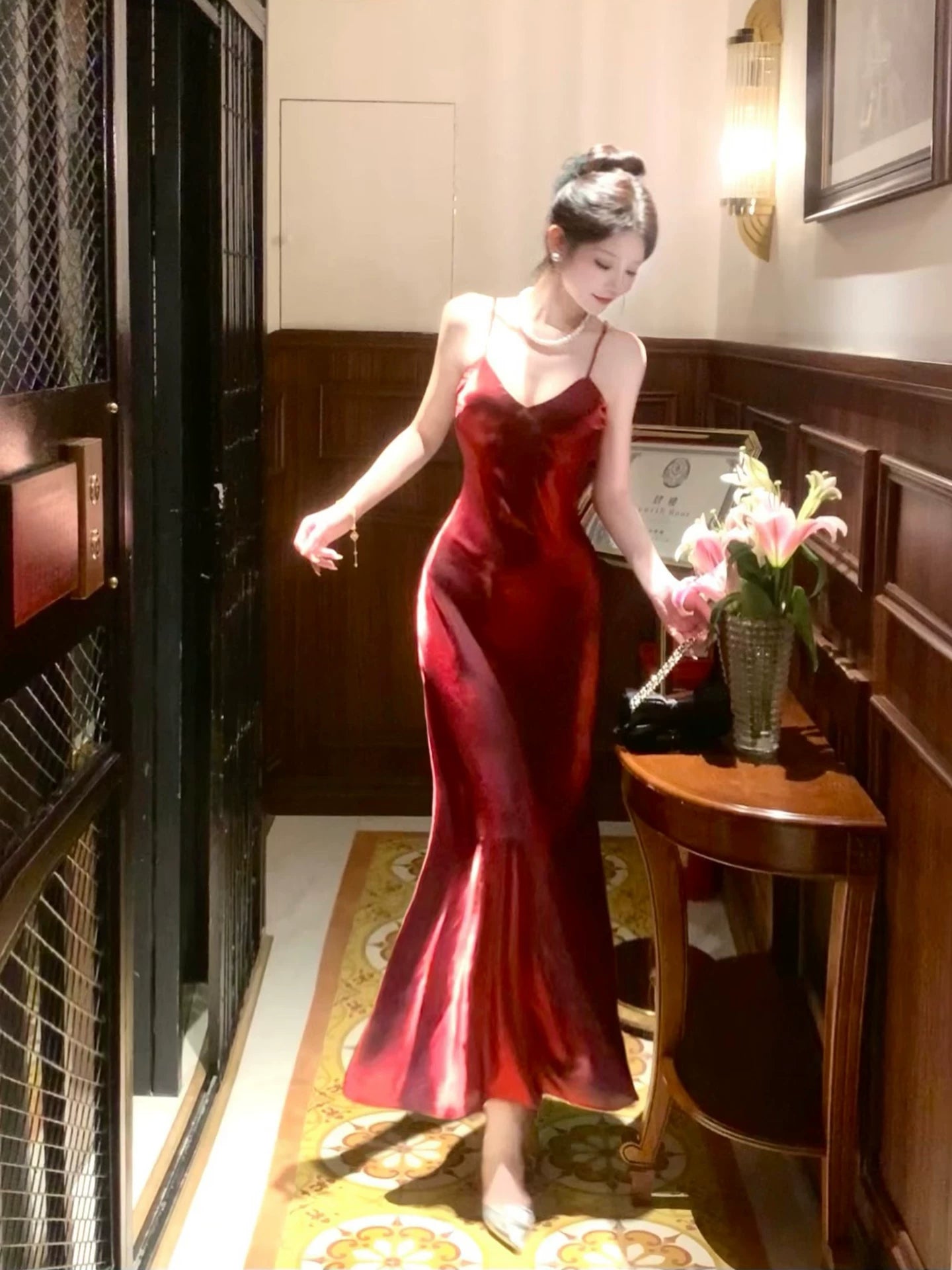 Chic Mermaid Spaghetti Strap Burgundy 18th Birthday Gown For Women Party Dresses Holiday Beach Outfits MP204