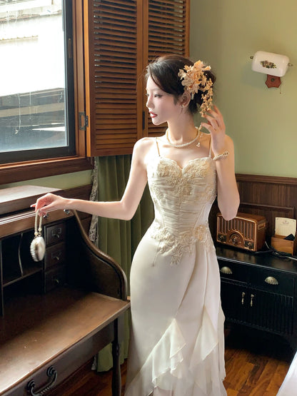 Charming Mermaid Spaghetti Strap Floral Chiffon 18th Birthday Gown For Women Party Dresses Holiday Beach Outfits MP209