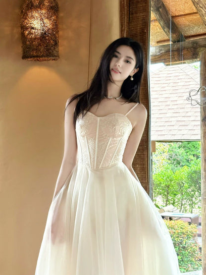 Vintage A Line Spaghetti Strap Tulle Lace 18th Birthday Gown For Women Party Dresses Holiday Beach Outfits MP217