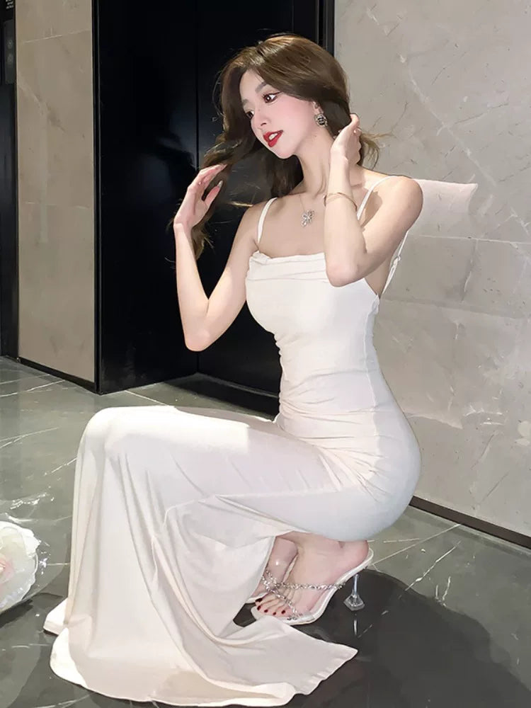 Simple Mermaid Spaghetti Strap Black Wedding Guest Dresses For Women Party Dresses Night Evening Outfits MP194