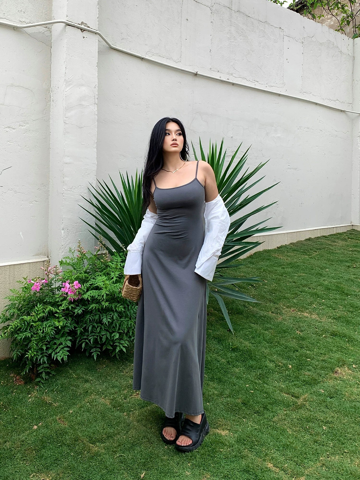 American-style sexy stretch halter dress for women spring and summer plus size slimming and sexy long beach vacation mp086