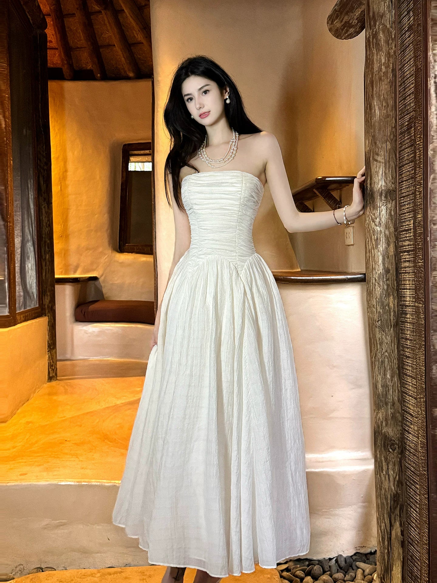 Simple A line Strapless White Mid Length 18th Birthday Gown For Women Party Dresses Holiday Beach Outfits MP226