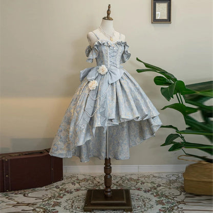 Adorables Robes de Quinceañera Longues à Volants, Robe de Bal à Bretelles Fines, Dentelle Bleue, Robe de Quince Rose MP150