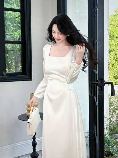 Charming A Line Square Neck White Ankle Length Ideas For Women 21st Impress Birthday Dress Evening Night Outfit MP109