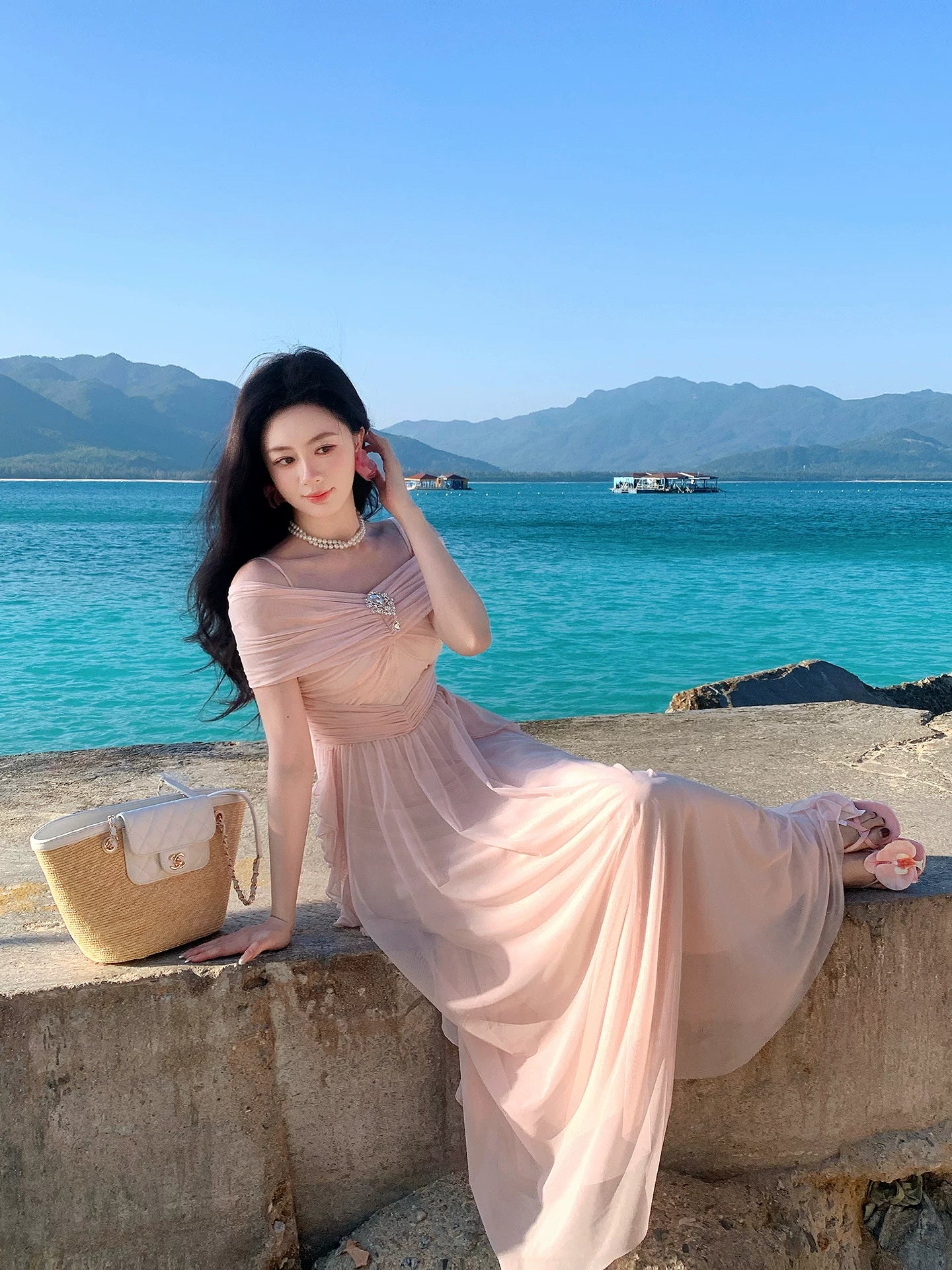 Simple A line Spaghetti Straps Blush Pink Chiffon Ideas For Women 18th Impress Summer Beach Prom Birthday Dresses Evening Night Outfit MP277