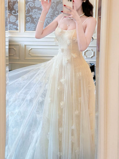 Modest A line French Style Spaghetti Strap Ivory With Lace Ideas For Women 21st Impress Birthday Dress Evening Night Outfit MP138