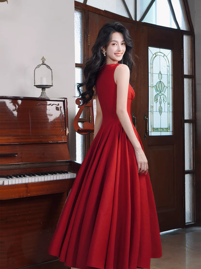 Sexy A Line Sweetheart Strap Red Satin Ideas For Women 21st Impress Birthday Dress Evening Night Outfit MP106