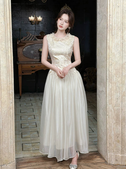 Simple A Line Scoop Champagne Satin Ideas For Women 21st Impress Birthday Dress Evening Night Outfit MP120
