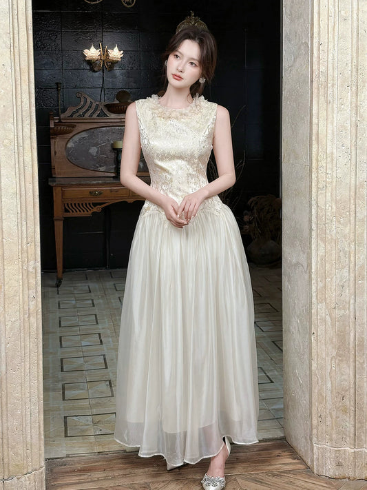 Simple A Line Scoop Champagne Satin Ideas For Women 21st Impress Birthday Dress Evening Night Outfit MP120