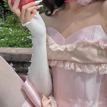 Modern Blush Pink Cocktail Ball Gown Sweetheart Formal Birthday Outfits Lace Homecoming Dresses MP569