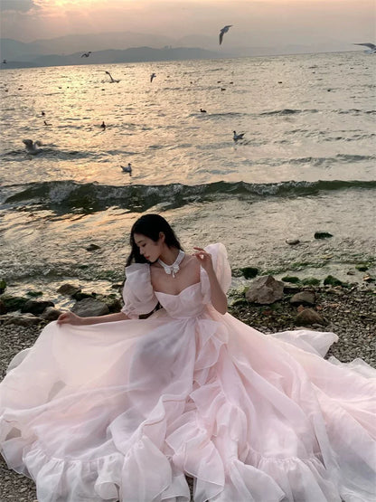 Elegant Ball Gown Sweetheart With Half Sleeves Full Length Long Evening Gown Wedding Banquets Night Dresses MP152