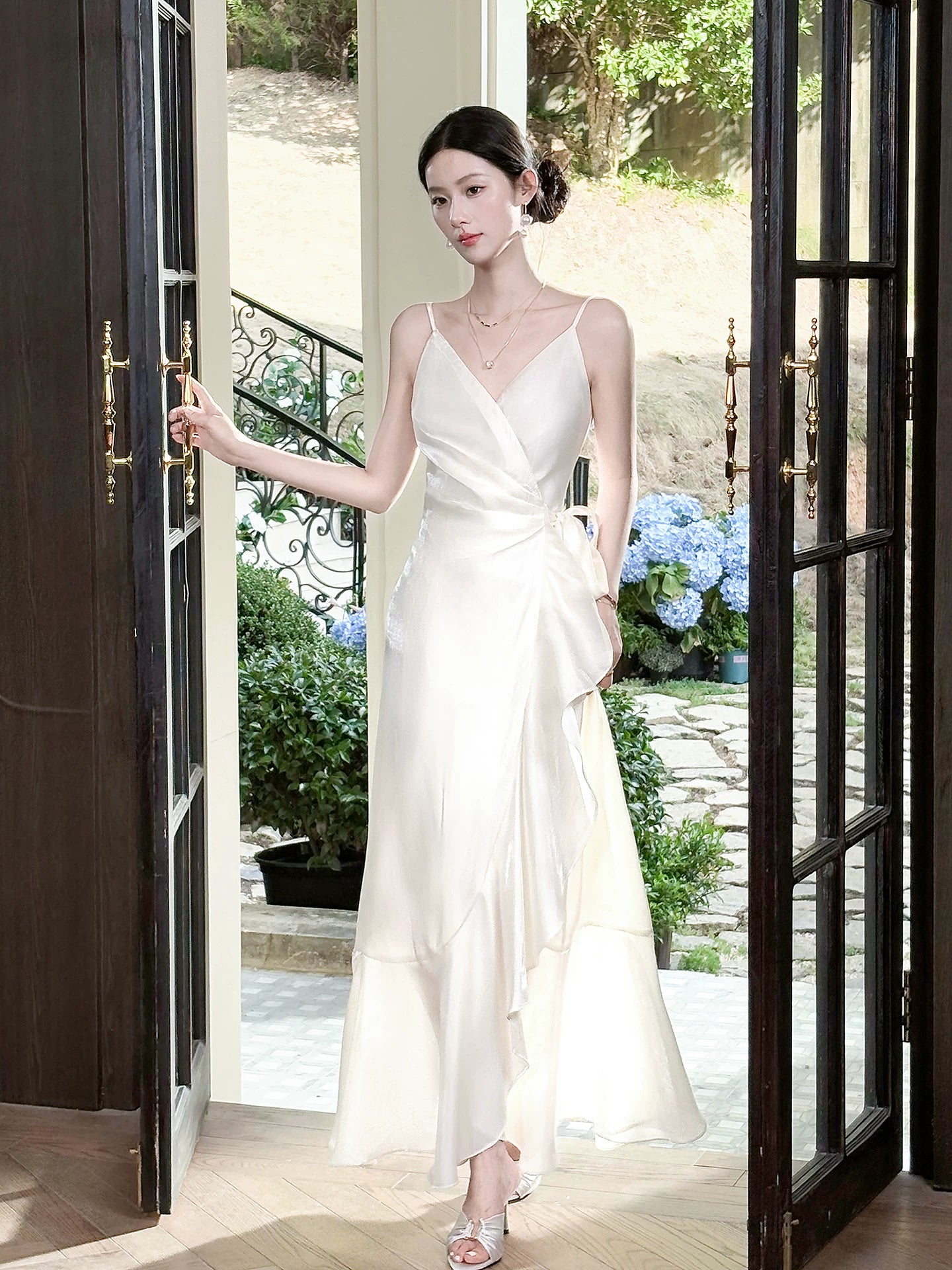 Sexy Meerjungfrau Spaghettiträger Elfenbein Chiffon Ideen für Frauen 21. Geburtstag beeindrucken Abendkleid Outfit MP113