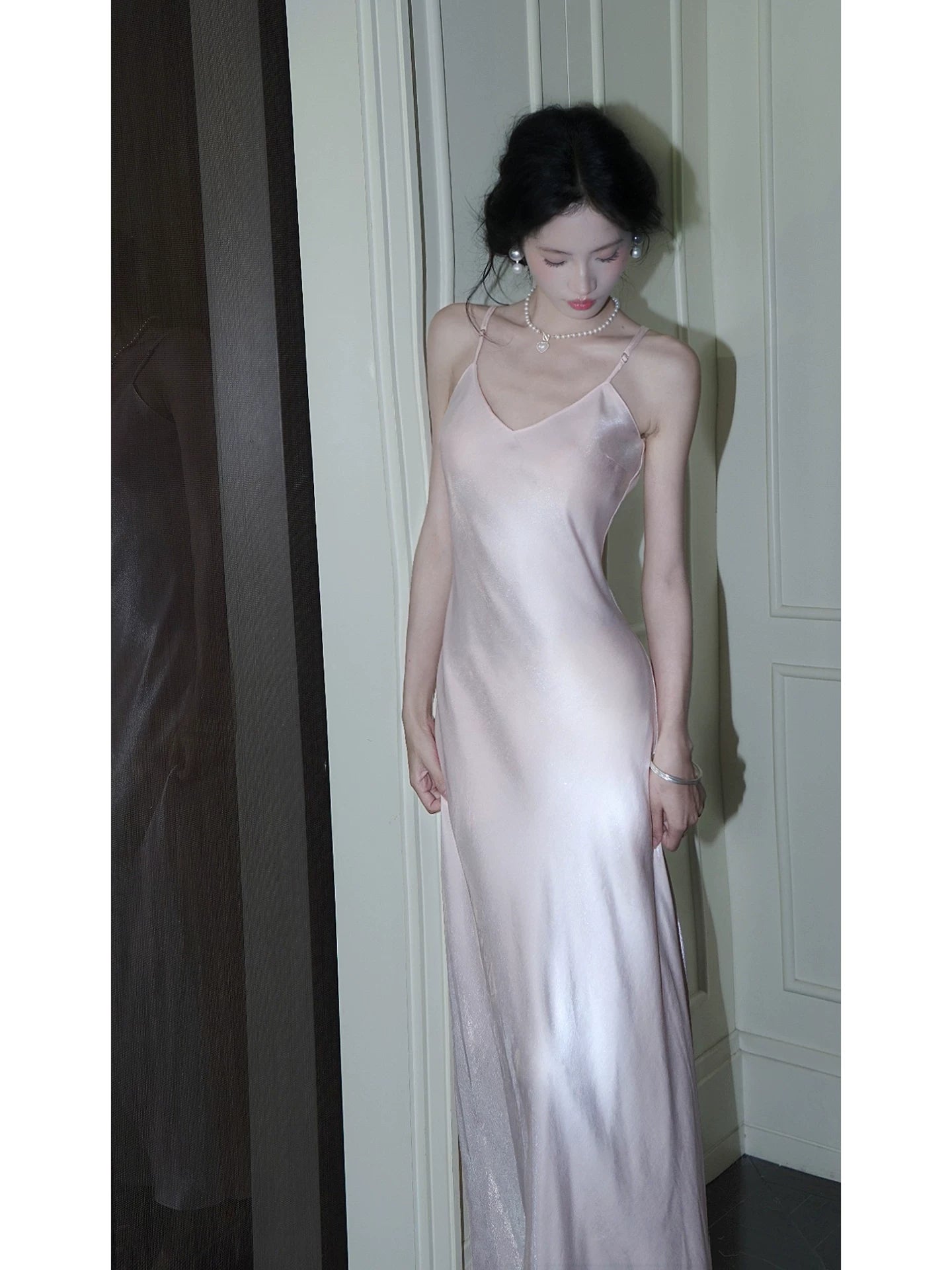 Charming Mermaid Spaghetti Strap Pink Satin 18th Birthday Gown For Women Party Dresses Holiday Beach Outfits MP210