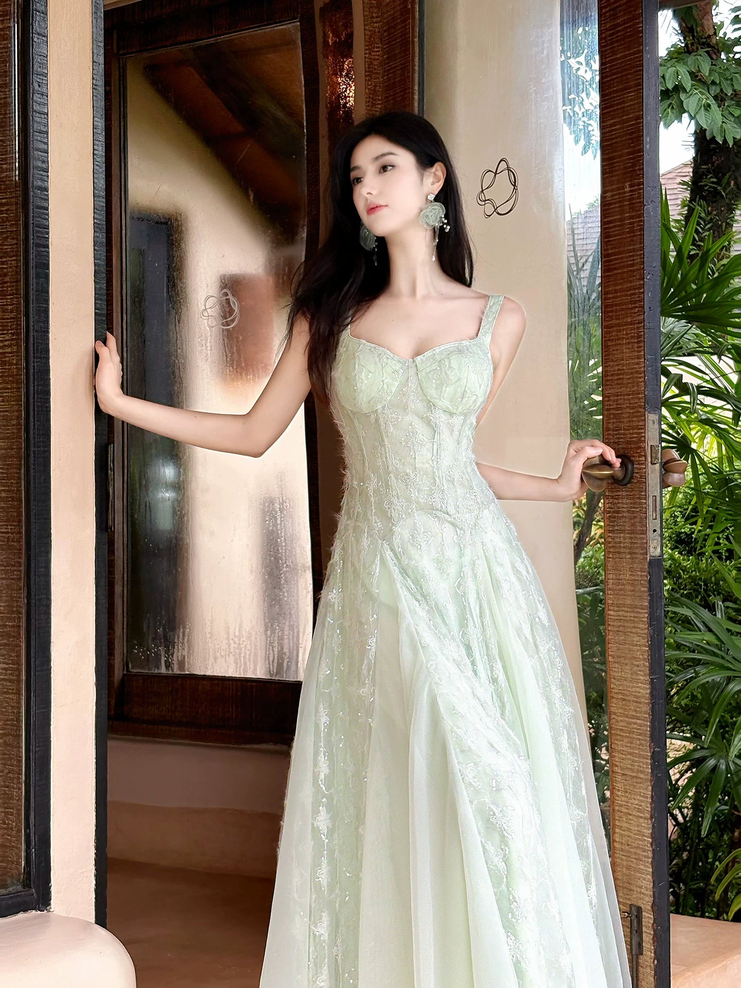 Simple A line Straps Green Mid Length 18th Birthday Gown For Women Party Dresses Holiday Beach Outfits MP228