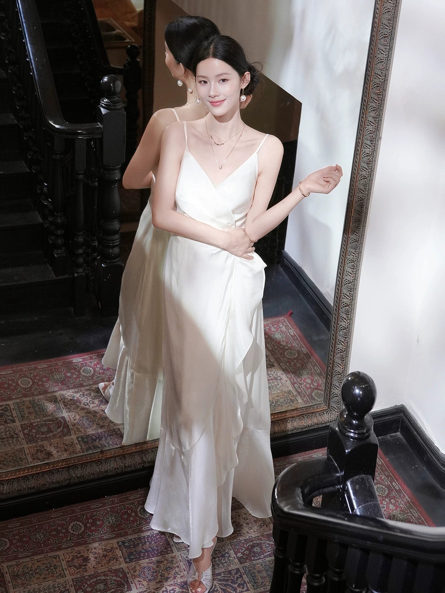 Sexy Meerjungfrau Spaghettiträger Elfenbein Chiffon Ideen für Frauen 21. Geburtstag beeindrucken Abendkleid Outfit MP113