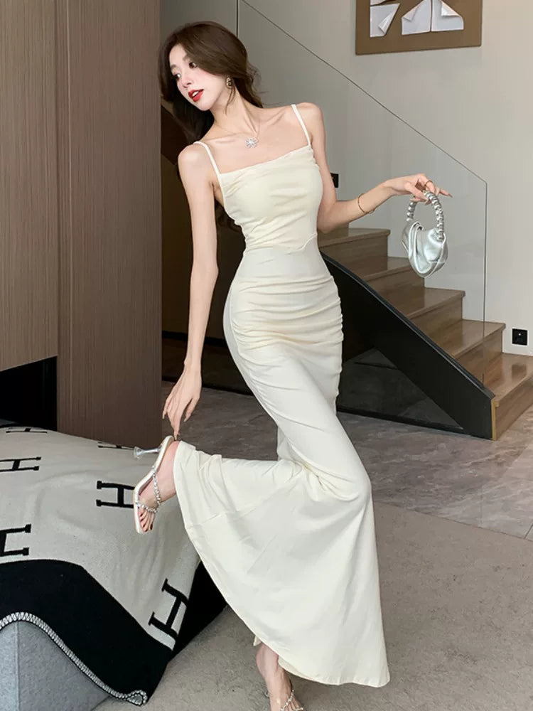 Simple Mermaid Spaghetti Strap Black Wedding Guest Dresses For Women Party Dresses Night Evening Outfits MP194