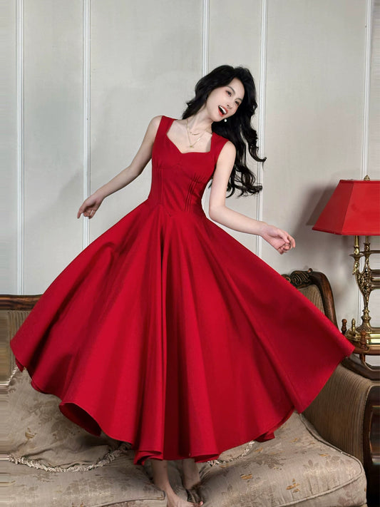 Sexy A Line Sweetheart Strap Red Satin Ideas For Women 21st Impress Birthday Dress Evening Night Outfit MP106