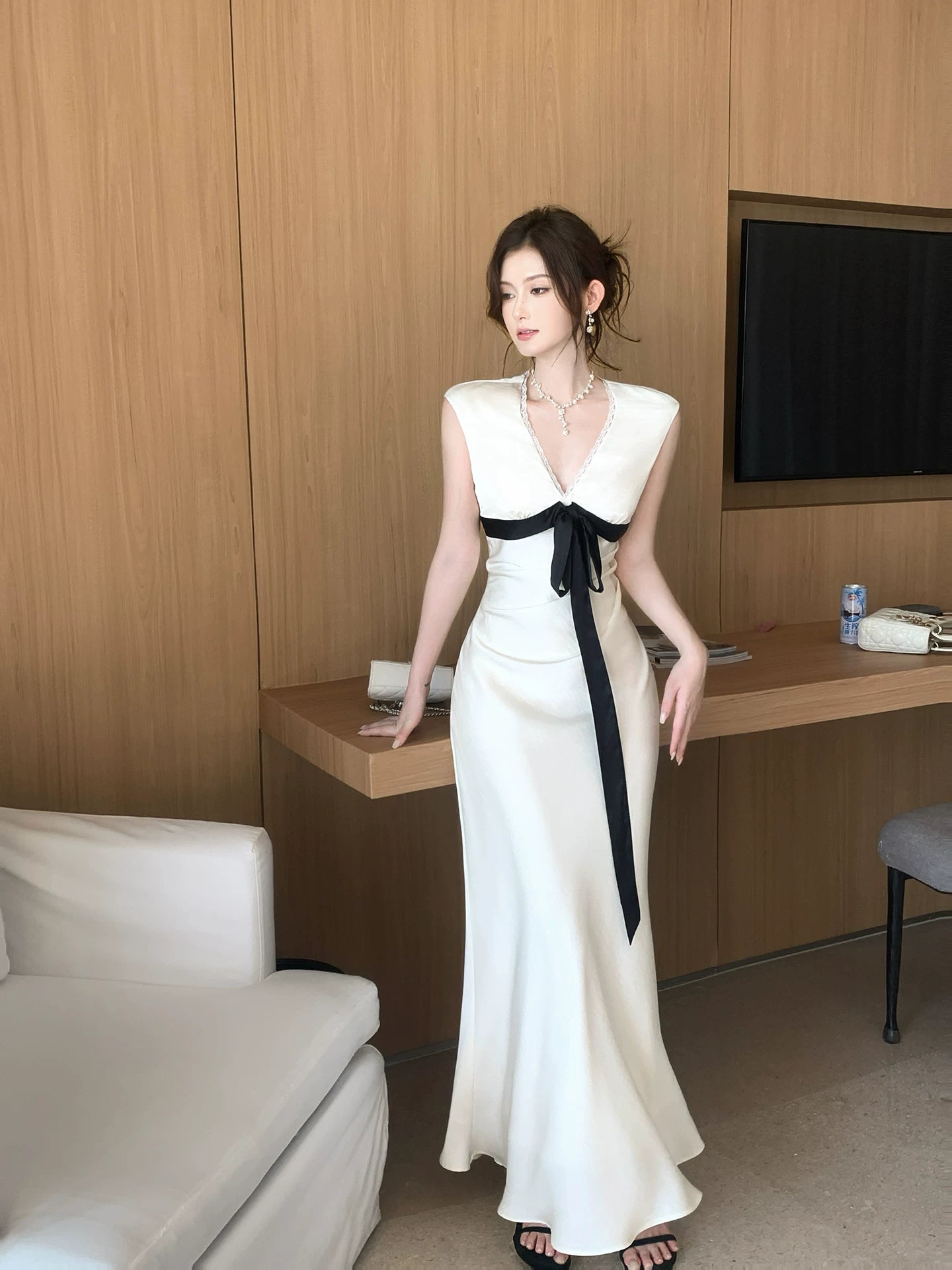 French Style Sheath V Neck Ivory Ideas For Women 21st Impress Birthday Dress Evening Night Outfit MP266