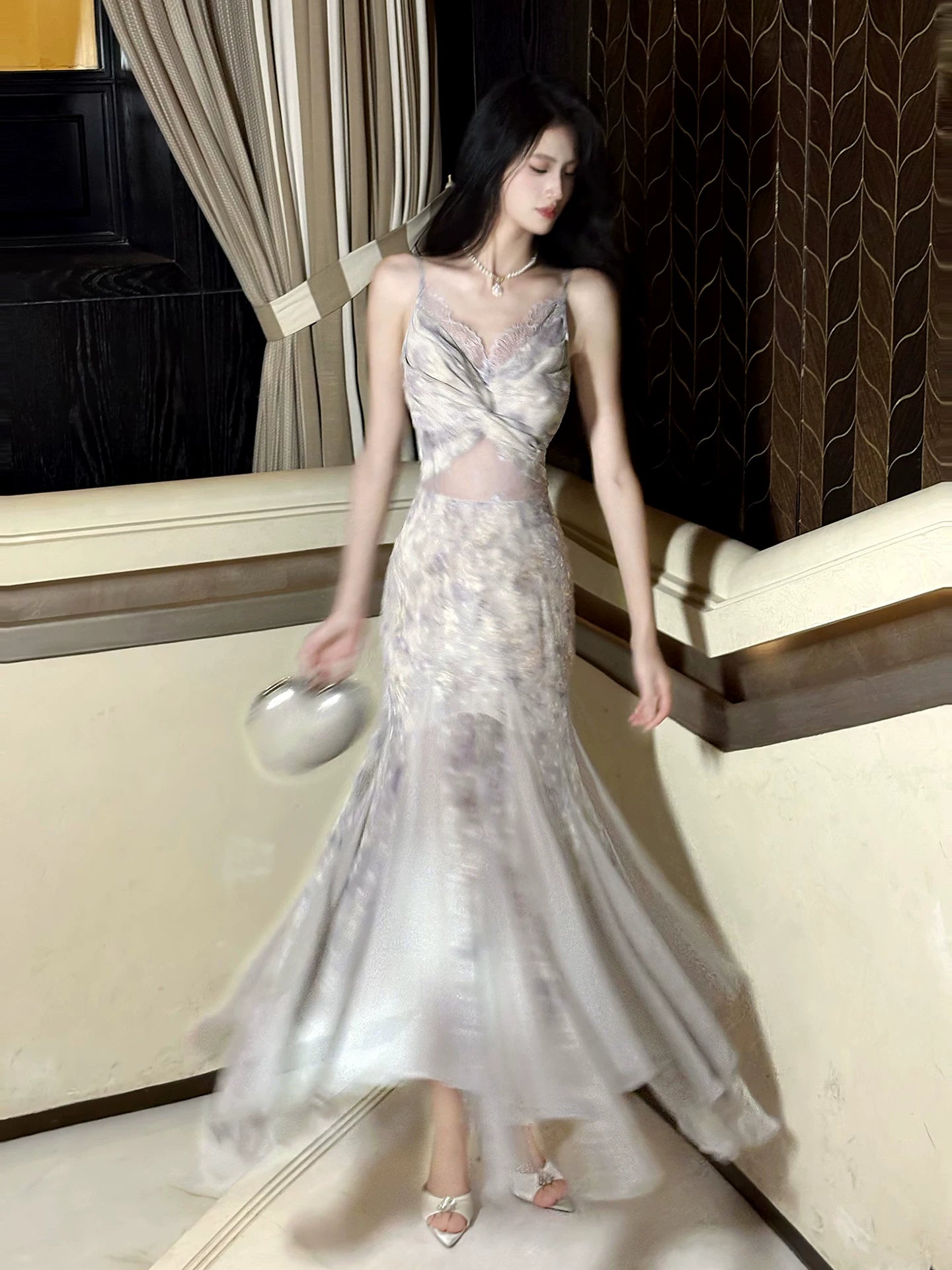 Elegant Mermaid Spaghetti Strap Lilac Floral 18th Birthday Gown For Women Party Dresses Holiday Beach Outfits MP227