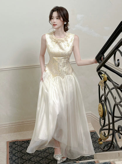 Simple A Line Scoop Champagne Satin Ideas For Women 21st Impress Birthday Dress Evening Night Outfit MP120