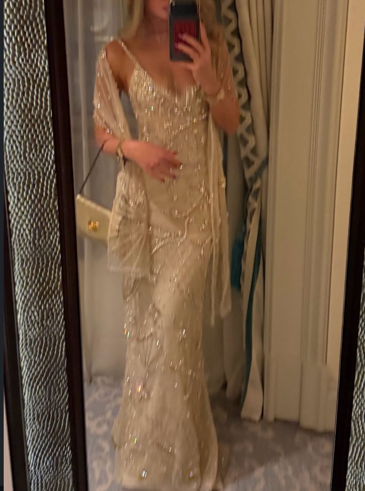 Glamorous Mermaid Spaghetti Strap Champagne With Beaded Sleeveless Long Prom Dresses MP709