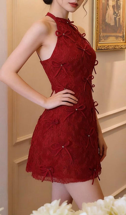 Cute Cocktail Dresses High Neck Sheath Burgundy Short Mini Birthday Homecoming Party Dress MP556
