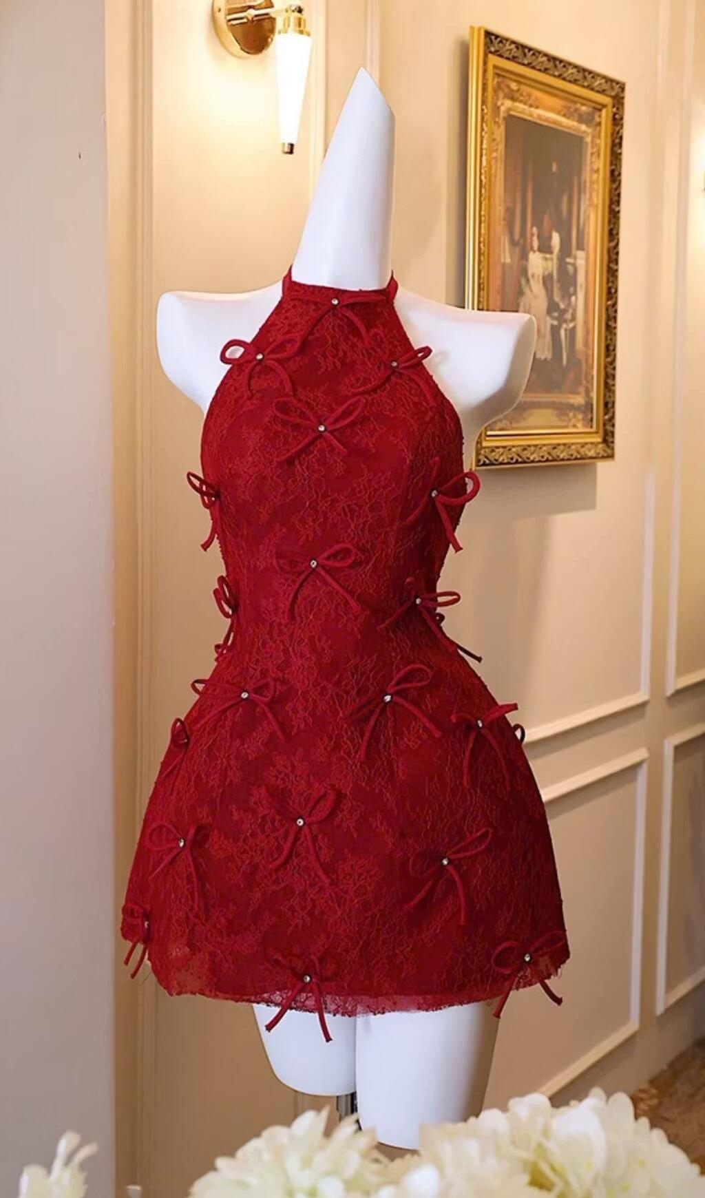 Cute Cocktail Dresses High Neck Sheath Burgundy Short Mini Birthday Homecoming Party Dress MP556