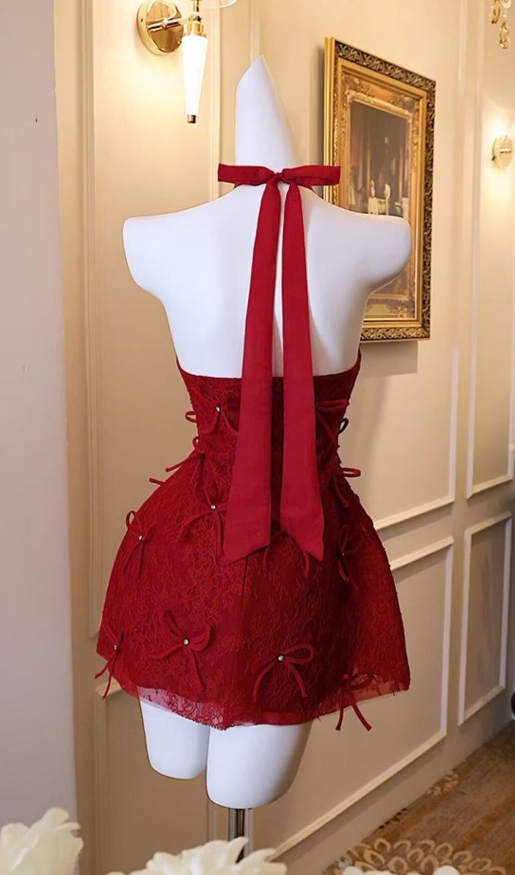 Cute Cocktail Dresses High Neck Sheath Burgundy Short Mini Birthday Homecoming Party Dress MP556