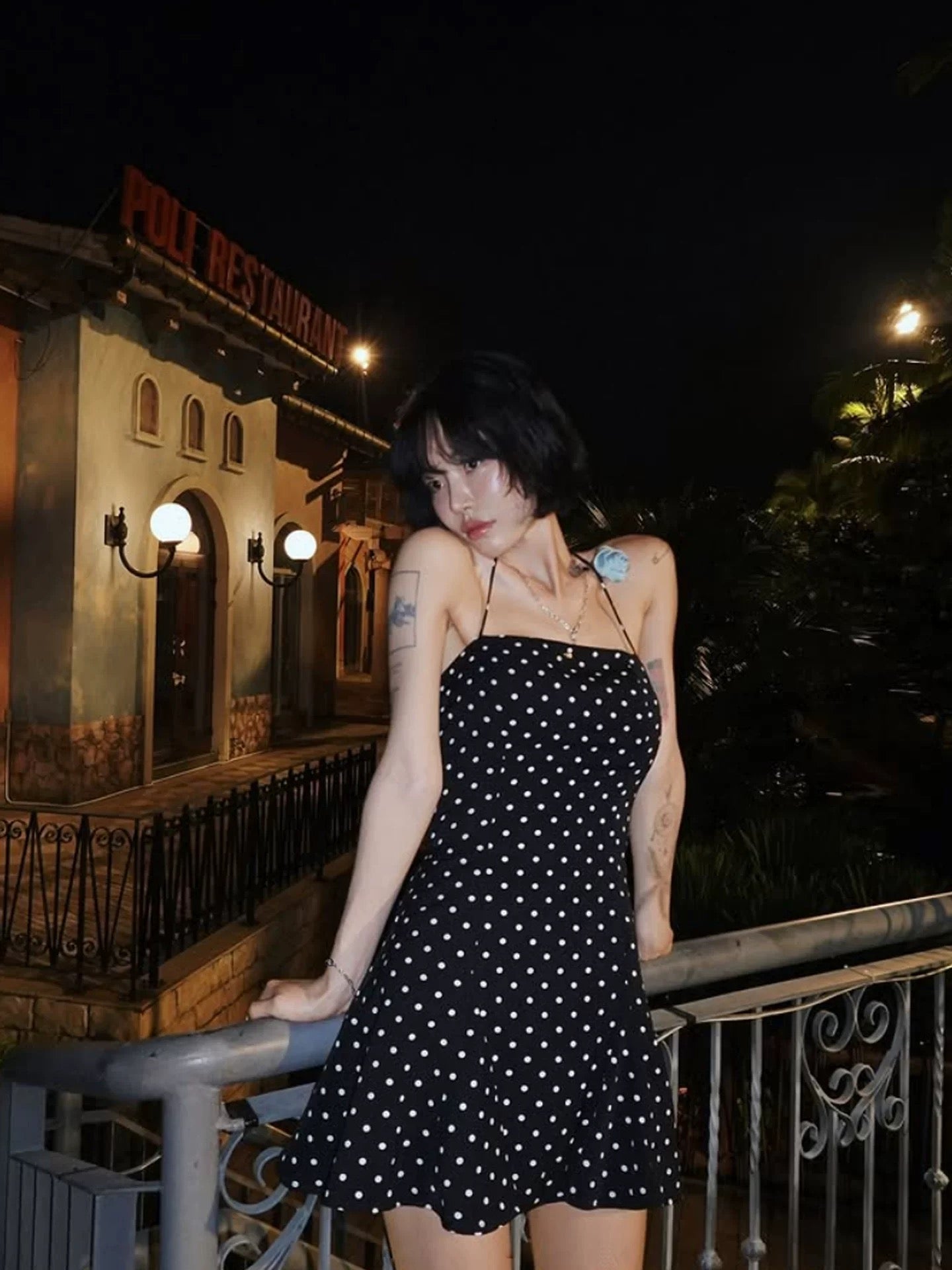 Pretty Sheath Halter Hoco Dress Inspo Homecoming Little Black Polka Dot Cute Party Outfits MP421