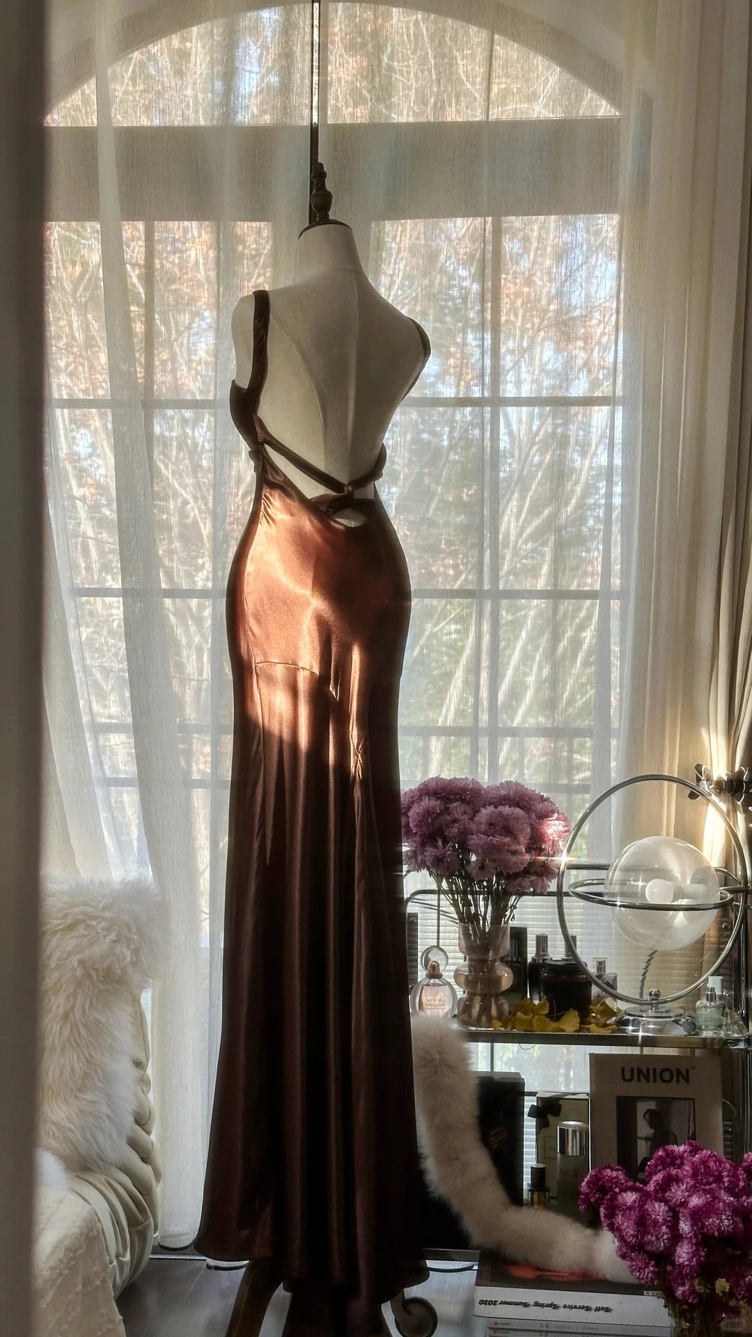 Modest Mermaid Halter Brown Chiffon Floor Length Sleeveless Formal Gown Evening Prom Dresses MP1077