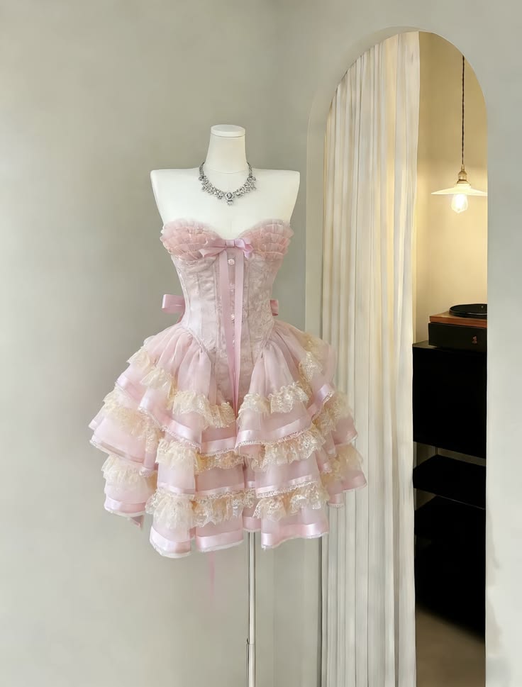 Süßes Ballkleid Sweetheart Pink Lolita Mini Kurzes Hof-Heimkehrkleid Hoco Kleid MP1403