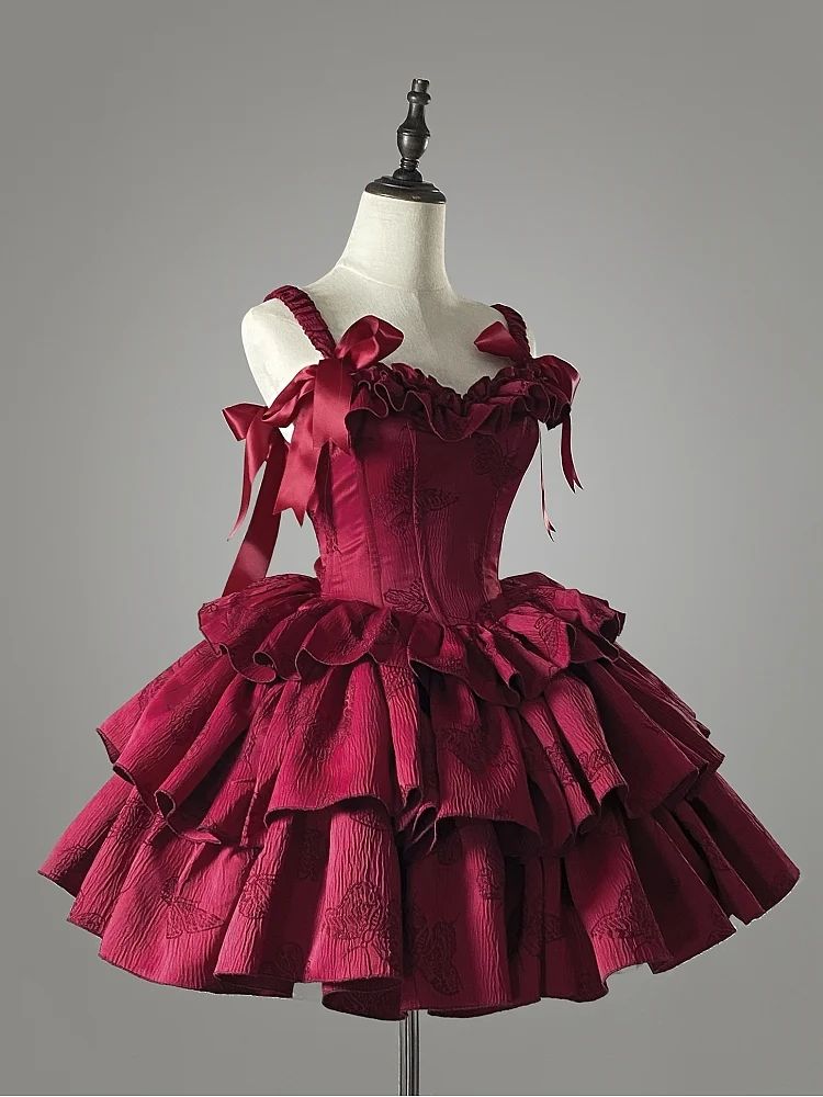 Simple Ball Gown Spaghetti Strap Burgundy Satin Short 16th Birthday Outfits Homecoming Dresses MP865