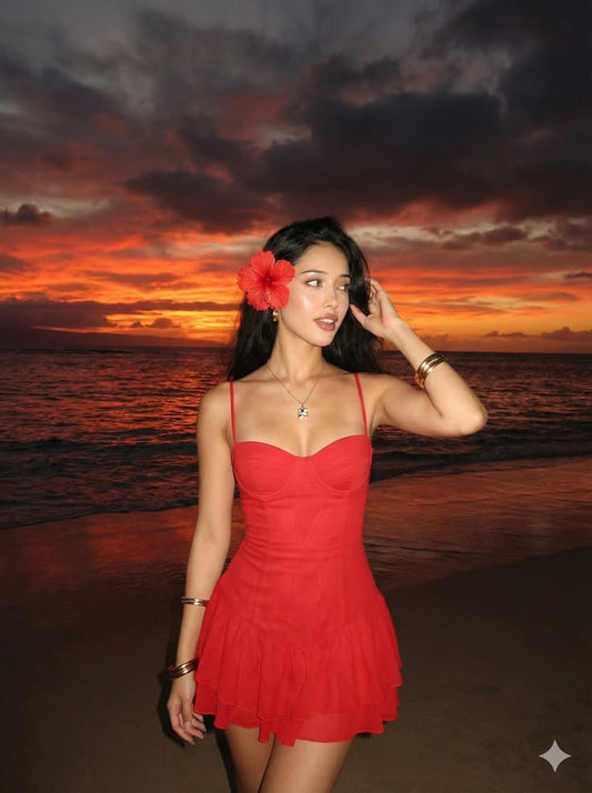 Neu eingetroffen A-Linie Spaghettiträger Rotes Chiffon High School Dance Kurzes Mini-Heimkehrkleid Inspo Hoco Ideen MP1410