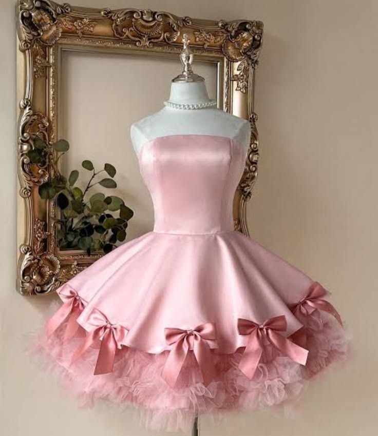 Simple Ball Gown Strapless Pink Satin Short 16th Birthday Outfits Homecoming Dresses MP868