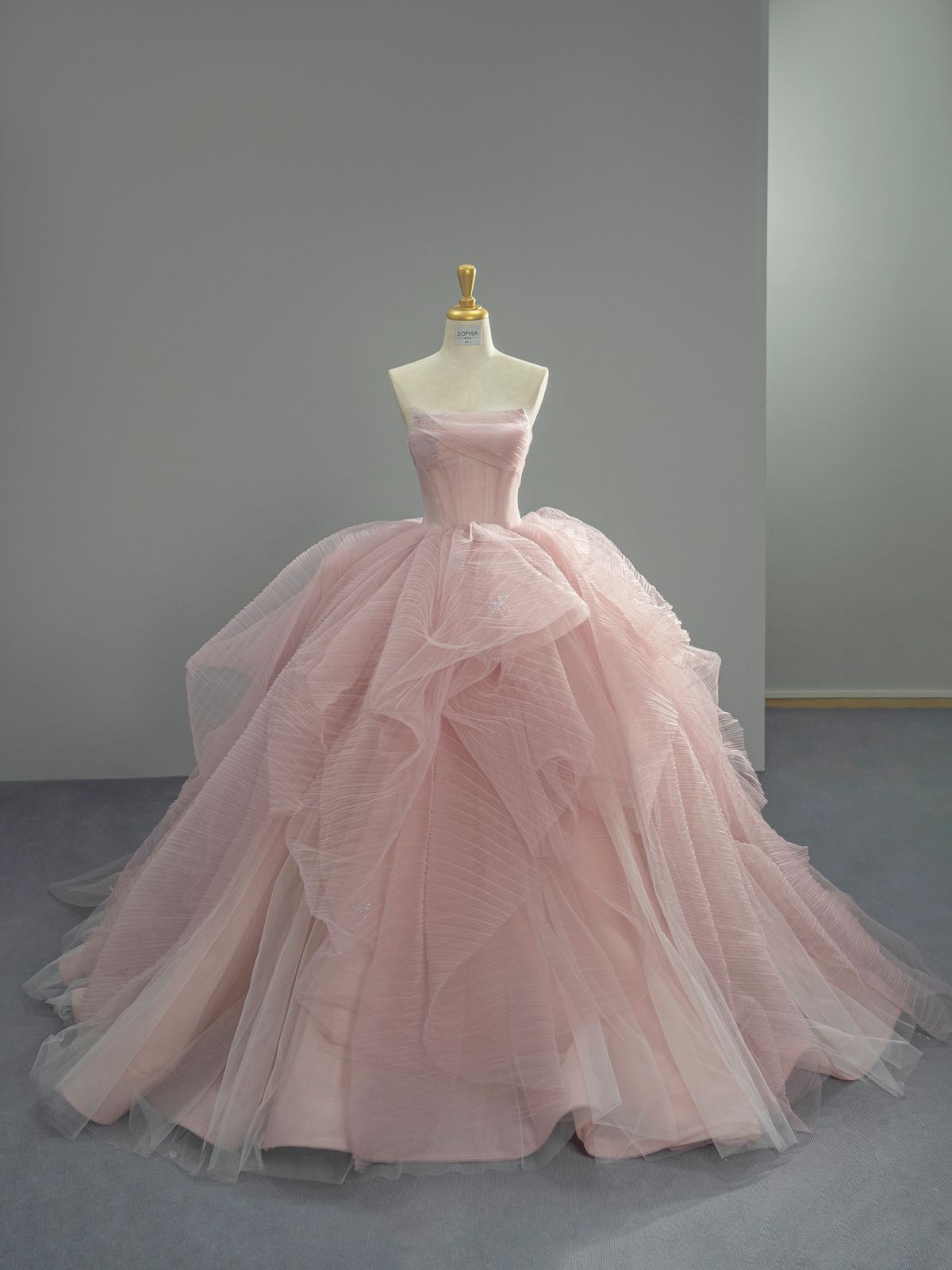 Charming Ball Gown Strapless Pink Tulle With Pleated Long For Senior Year 2026 Prom Dresses Sweet 16 Dress MP871
