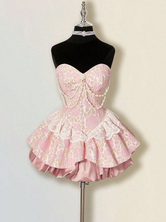 Einfaches Ballkleid, herzförmiger Ausschnitt, rosa Satin, kurz, Outfits zum 16. Geburtstag, Heimkehrkleider MP873