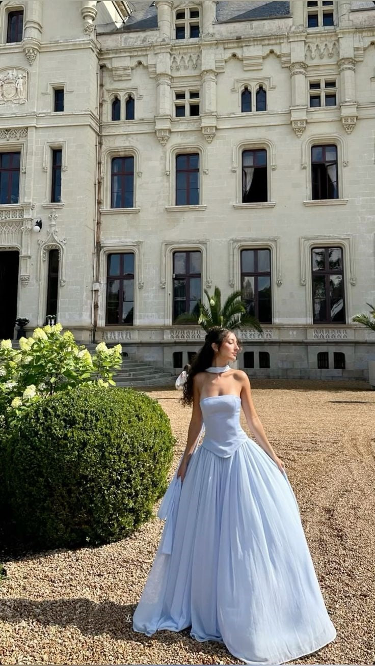 High-end Strapless Sleeveless Women Prom Gown Floor Length A Line Cocktail Party Gowns MP523