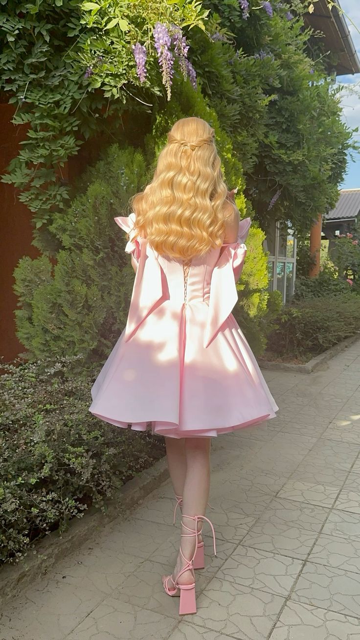 Süßes Ballkleid Spaghettiträger Pink Kurz Mini 16. Geburtstag Outfits Heimkehrkleid MP714