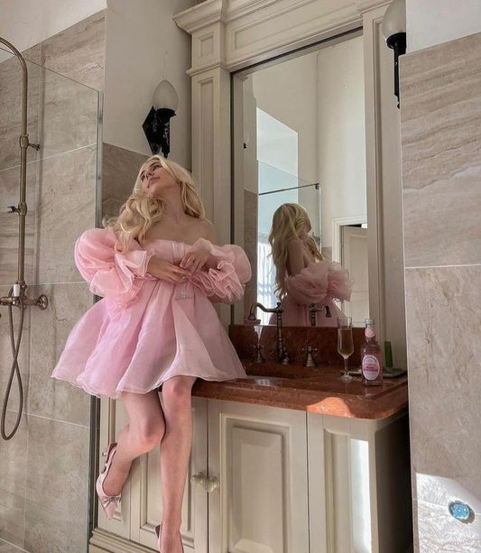 Wunderschönes Ballkleid schulterfrei pink Mini Abschlussball kurzes Heimkehrkleid Outfits zum 15. Geburtstag MP886