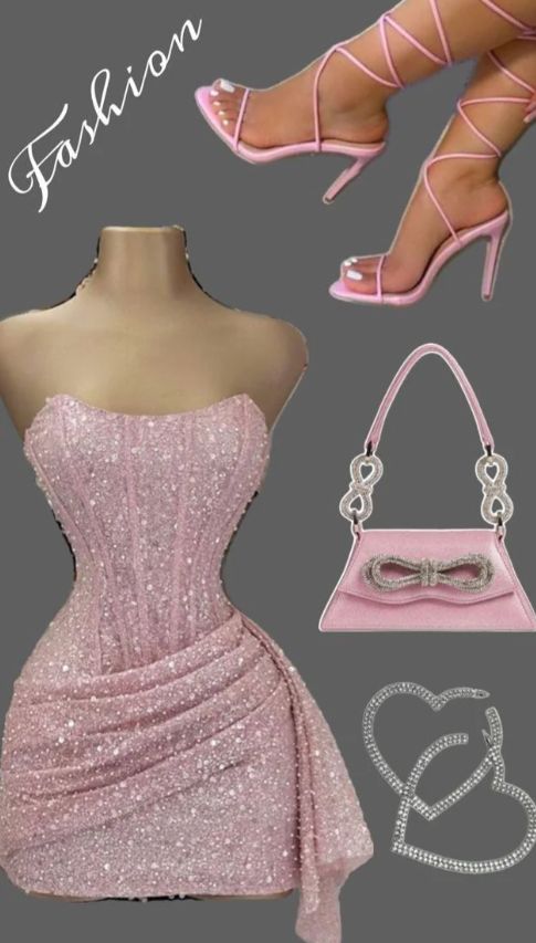 Charmantes Etui-Kleid, trägerlos, pink mit Rüschen, paillettenbesetzt, kurz, Mini, 15., 16. Geburtstag, Homecoming-Kleid MP669