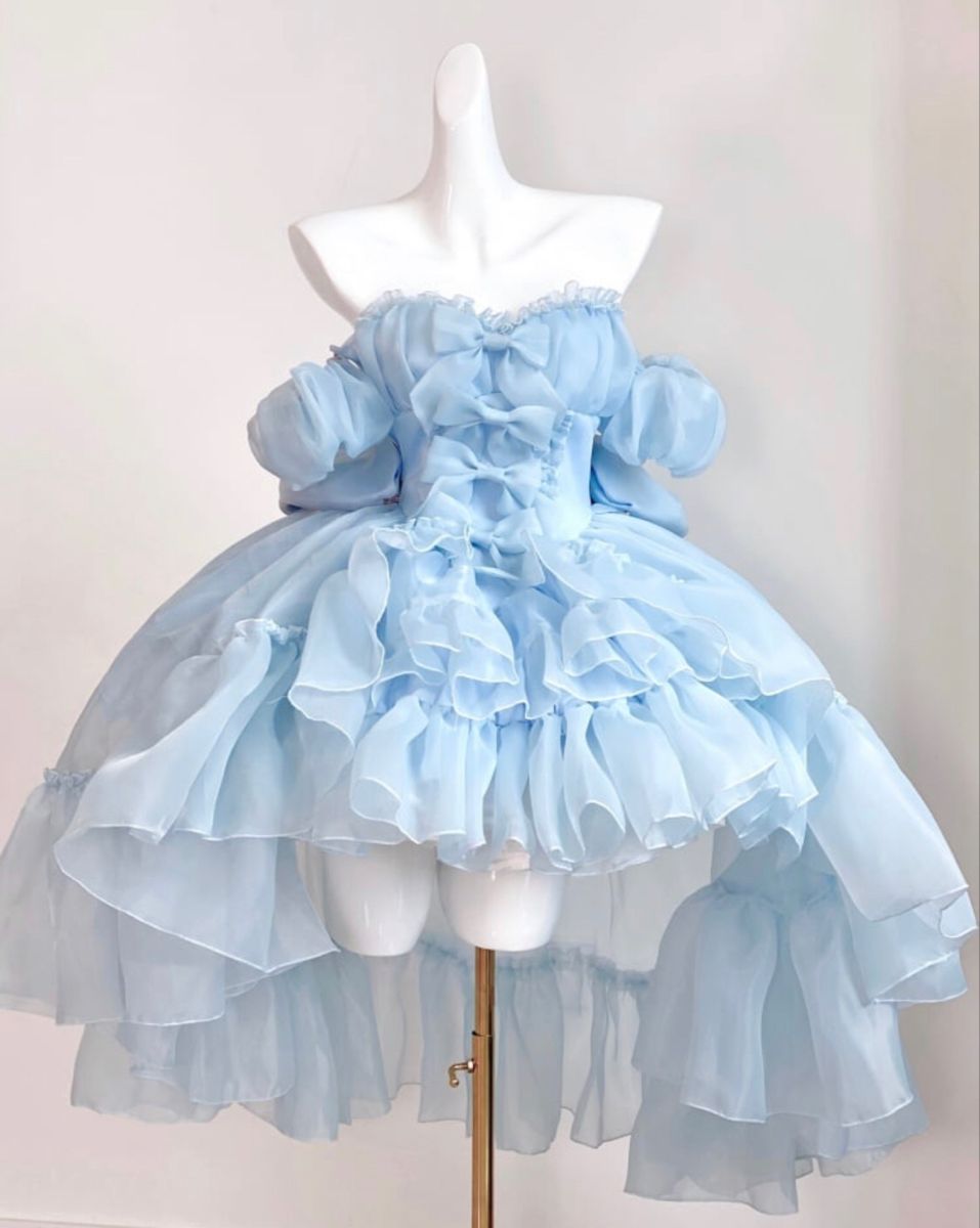 Wunderschönes Ballkleid, schulterfrei, hellblau aus Tüll, Abschlussballkleid, kurzes Homecoming-Kleid, Outfits zum 15. Geburtstag MP895