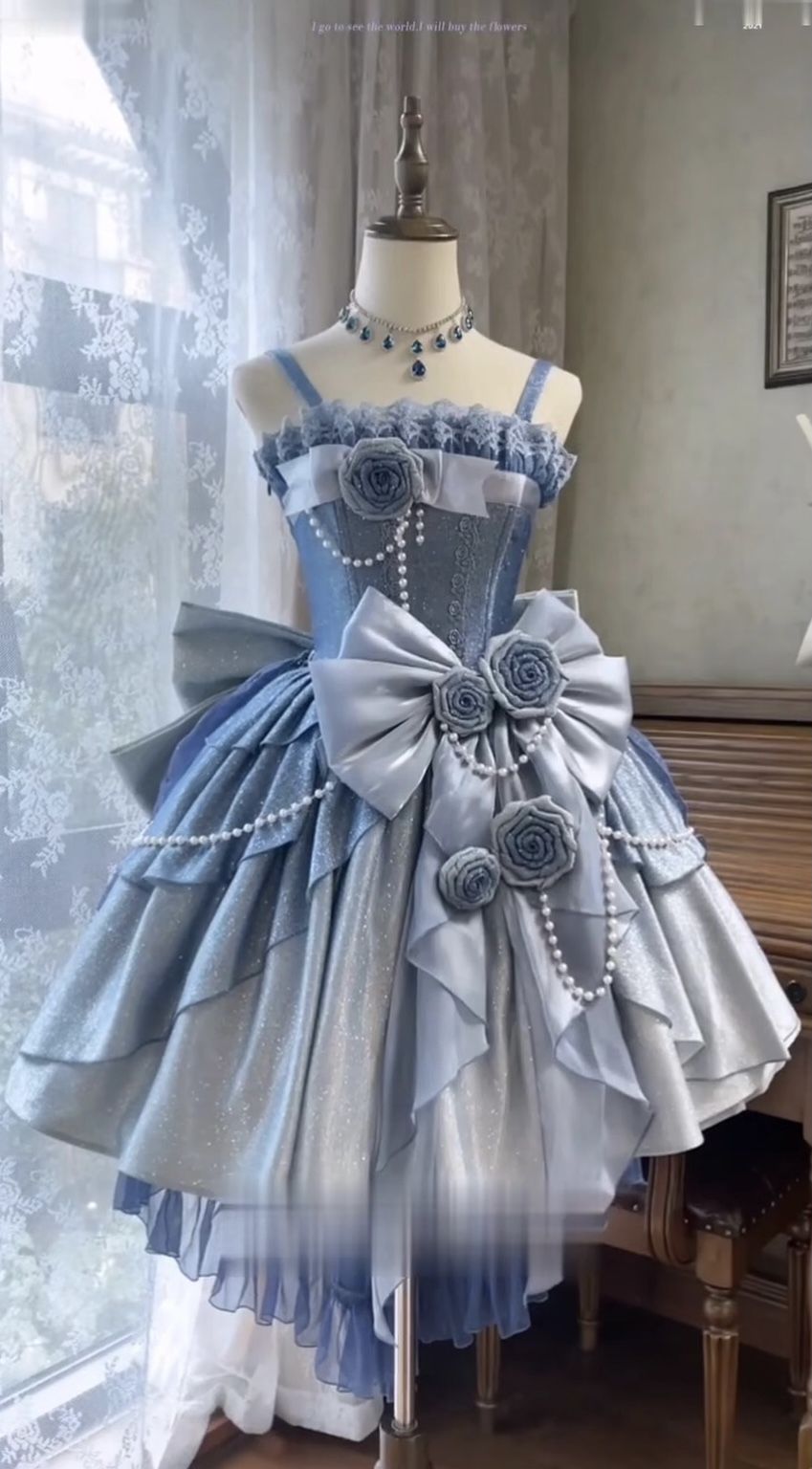 Pretty Ball Gown Spaghetti Strap Blue Lace With Flowers Graduation Homecoming Dress 15th Birthday Outfits MP906